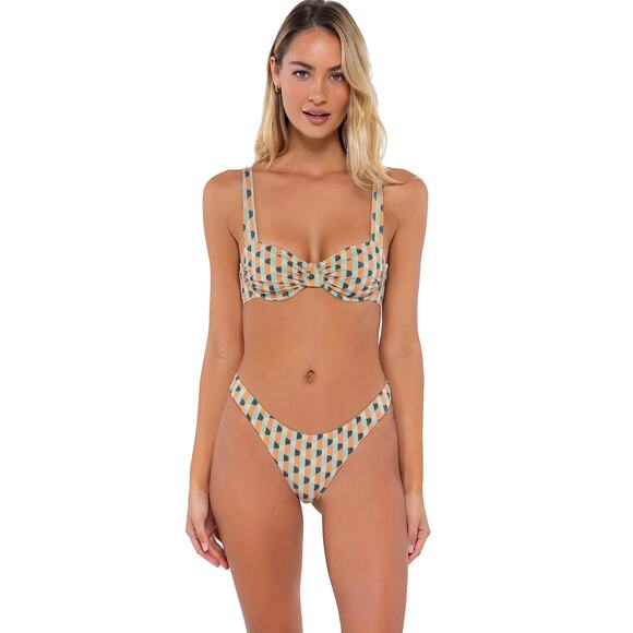 NWT B Swim Sahara Lurex Wyatt Bikini Set Geometric Print Top Large Bottom Medium - Picture 1 of 16